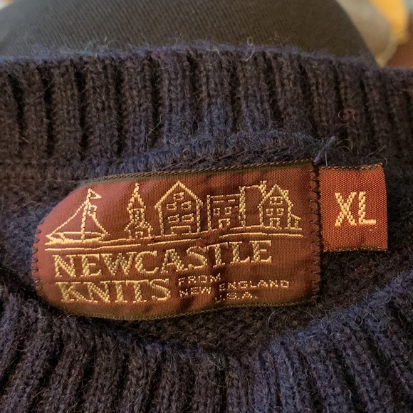 Mens XL Long Sleeve Crew Neck Newcastle Knits Navy Wool Sweater - Picture 6 of 6